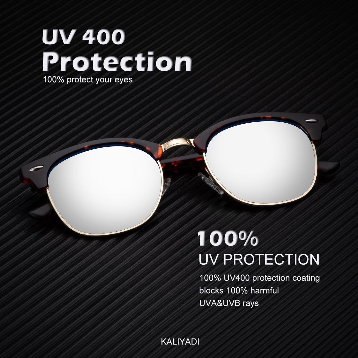 KALIYADI Polarized Sunglasses for Men and Women Semi-Rimless Frame Driving Sun glasses UV Blocking