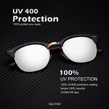 KALIYADI Polarized Sunglasses for Men and Women Semi-Rimless Frame Driving Sun glasses UV Blocking