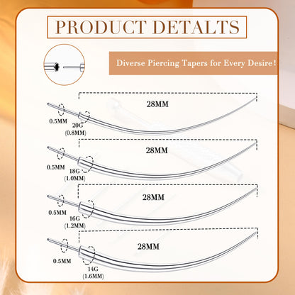 GEMQUEEN Piercing Taper Ball Grabber Tool for Changing Jewelry - 14G 16G 18G 20G Stainless Steel Flat Back Earrings Applicator Tool Threadless Insertion Pin Thread Body Piercing Kit for Ear Nose Lip