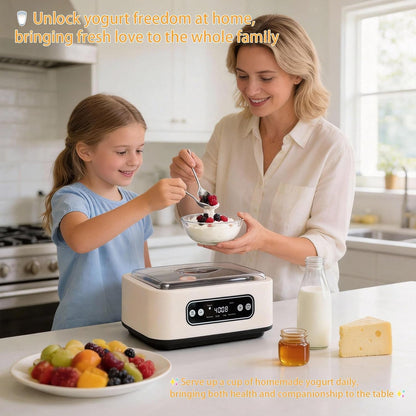 Yogurt Maker，with Timer and Temperature Control, Auto-Shutoff Feature, 1.6-Liter Stainless Steel Inner Pot + 9 Dishwasher-Safe Jars—Easily Make Fresh Probiotic Yogurt and Enjoy Natural Health