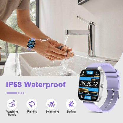 Smart Watch for Men Women Compatible with iPhone Samsung Android Phone 1.69 inch Full Touch Screen IP68 Waterproof Bluetooh Fitness Tracker Heart Rate/Sleep Monitor (Black)