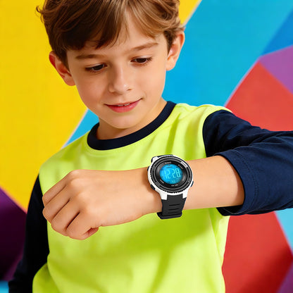 DTKID Digital Kids Watch 30 M Waterproof, 7 Color Lights Time Teaching Watch Easy to Read for Girls Boys 5-16