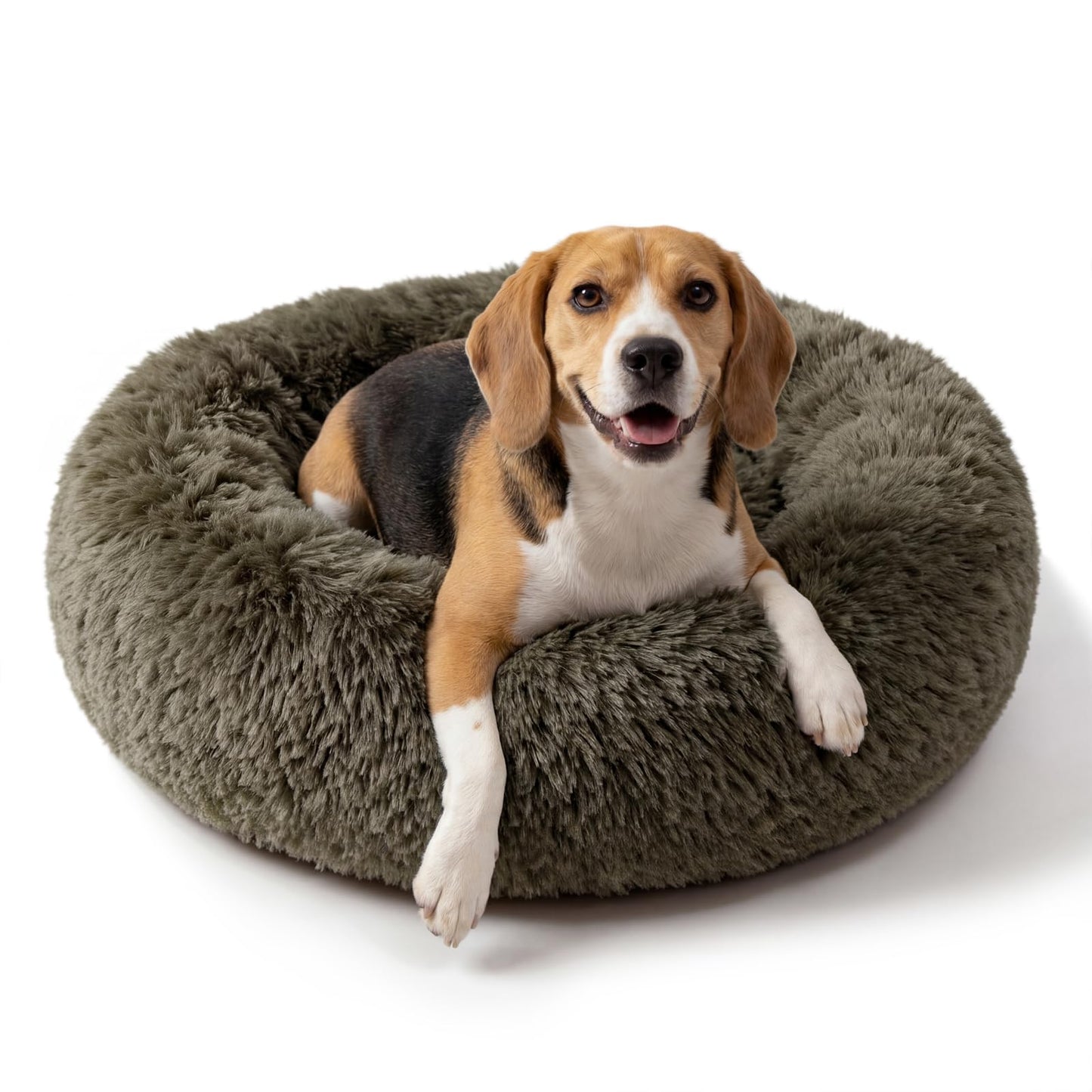 Small Calming Dogs Bed for Small Dogs Anti-Anxiety Machine Washable Fluffy Luxury Anti-Slip Waterproof Mute Base Warming Cozy Soft Pet Puppy Round Bed