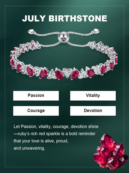 Birthstone Bracelets for Women, Pear Cut Tennis Bracelet 925 Sterling Silver, 6-9 Inch Adjustable Celtic Knot, Anniversary Birthday Jewelry Gifts for Women