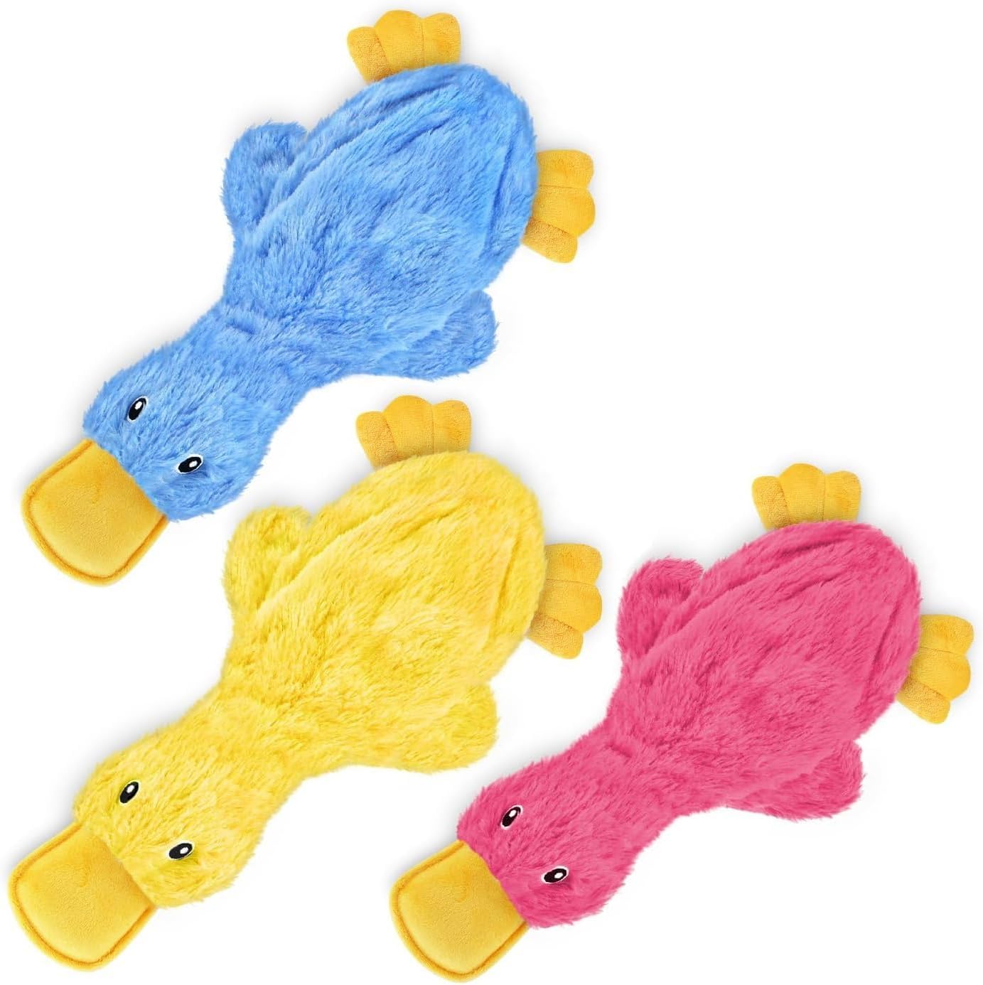Best Pet Supplies Interactive Squeaky Dog Chew Toy, Ideal Dog Toys for Chewers, Small, Medium & Large Dogs, and Fetch Lovers - Crinkle Duck (Yellow), Large