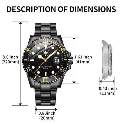 OLEVS Luxury Watches for Men Big Face Stainless Steel Business Dress Analog Quartz Watch with Day Waterproof Luminous Mens Wrist Watch