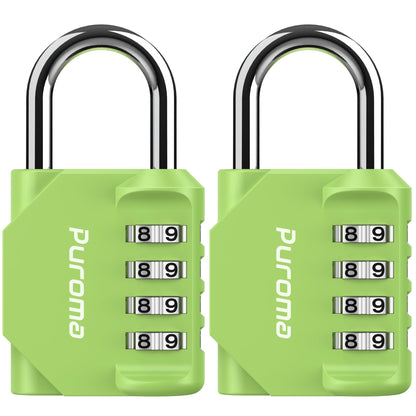 Puroma 2 Pack Combination Lock 4 Digit Padlock for School Gym Locker, Sports Locker, Fence, Toolbox, Case, Hasp Storage (Black & Code Window)