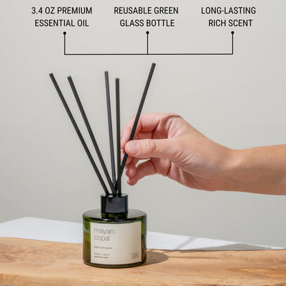Craft & Kin Reed Diffuser with Dried Flowers | 5 oz Stone Fruit & Sage Scented Holiday Reed Diffusers for Home, Bathroom | Scent Sticks | Elegant Fragrance Home Decor for Men & Women
