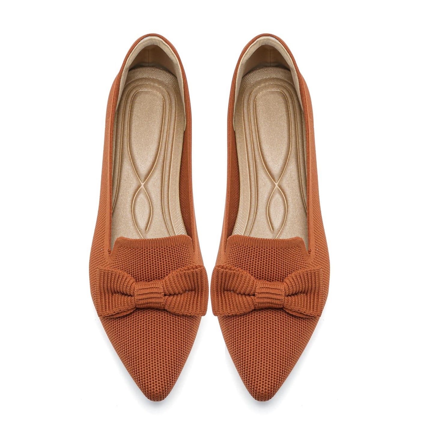 Flats for Women Mesh Ballet Flats with Bow Pointed Toe Comfortable Dressy Knit Breathable for Work Office
