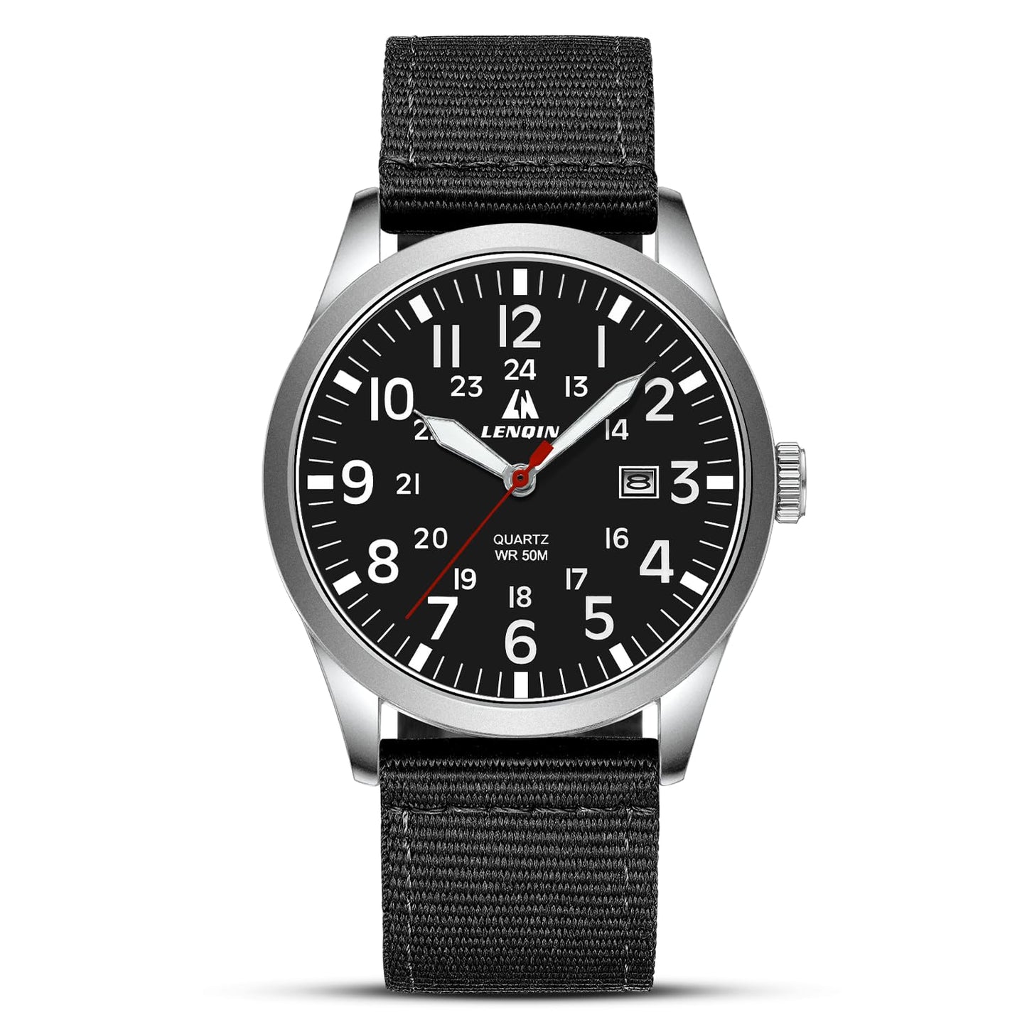 LN LENQIN Mens Watches Unisex Military Sport Nylon Strap Stylish Luminous Fashion Analog Quartz Watch for Men Waterproof Army Tactical Casual Wristwatch
