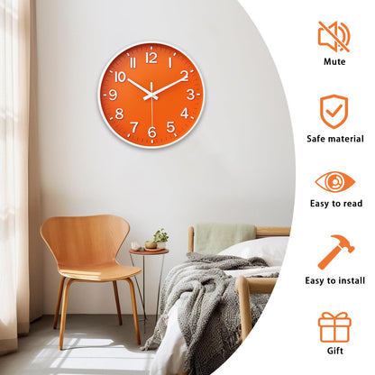 HZDHCLH Wall Clocks Battery Operated,Wall Clock Green,8 inch Wall Clock Silent Non Ticking Modern 3D Numbers for Kitchen Bedroom Living Room Office Classroom Decor