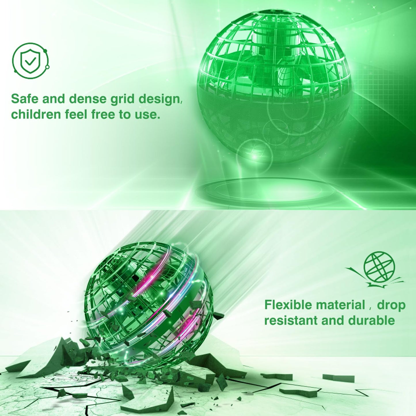 Ciniffo 2026 Upgraded Flying Orb Ball Toy with Dazzling Lights, Magic Hover Spinner, Cool Boomerang Hand Drone, Galaxy Ball Cosmic Globe, Indoor Outdoor Toys Gift for Kids 6 7 8 9 10+ Boys Girls