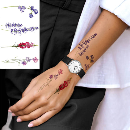 12 Sheets Beautiful Butterfly Flowers Temporary Tattoos For Women Feet Hands Body Art, Realistic Rose Peony Floral Fake Tattoo Sticker For Legs Ankle, Waterproof Lily Dreamcatcher Temp Tatoos Decals