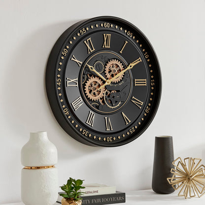 CLXEAST Mid Century Minimalist Modern Wall Clocks,24 Inch Wall Clock with Moving Gears, Large Cream Gold Wall Clocks for Living Room Decor,House Warming Gifts New Home