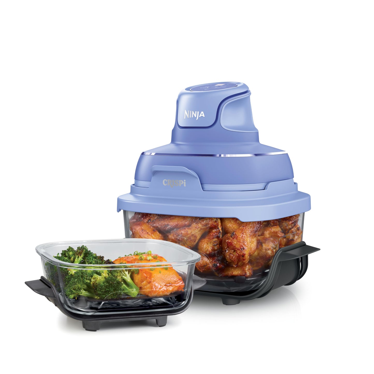 Ninja Crispi 4 in 1 Glass Air Fryer, 450°F, Non Toxic, 4QT and 6 Cup Containers with Lids, Dishwasher Safe, Cyberspace Gray, 1 Count, FN101GY