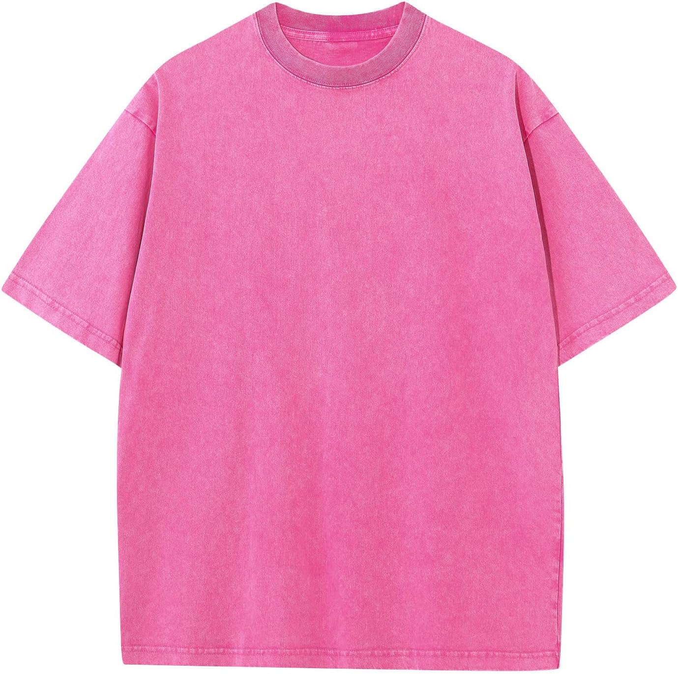 Men's Cotton T-Shirts Oversized Unisex Short Sleeves Casual Loose Wash Solid Basic Tee Tops