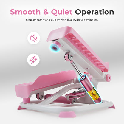 Sunny Health & Fitness Mini Steppers for Exercise at Home, Stair Step Workout Machine with Resistance Bands, Full Body Cardio Equipment, Optional Free SunnyFit App Connection Smart Stepper