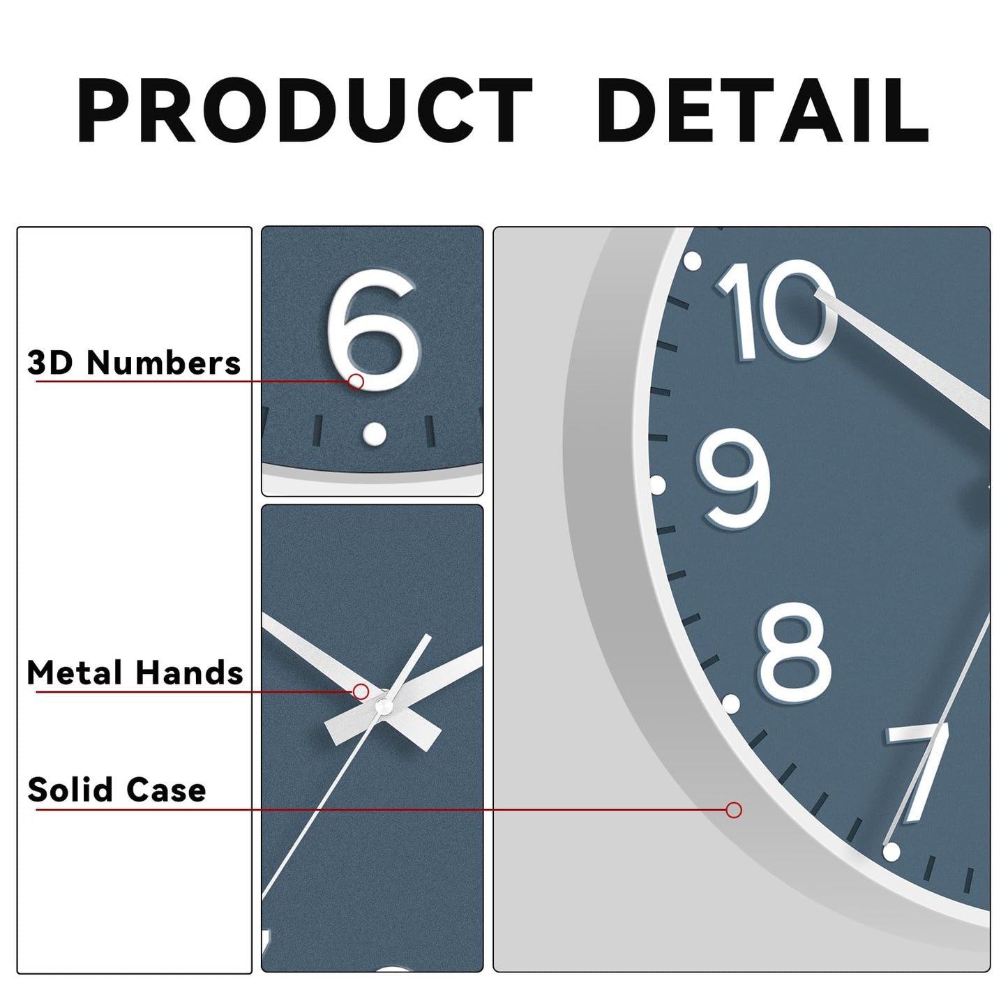 Roymnie Wall Clock Green, Silent Wall Clocks Battery Operated 8 Inch-Modern Non Ticking Analog Clock Decorative for Kitchen Office Bathroom Bedroom(Gold)