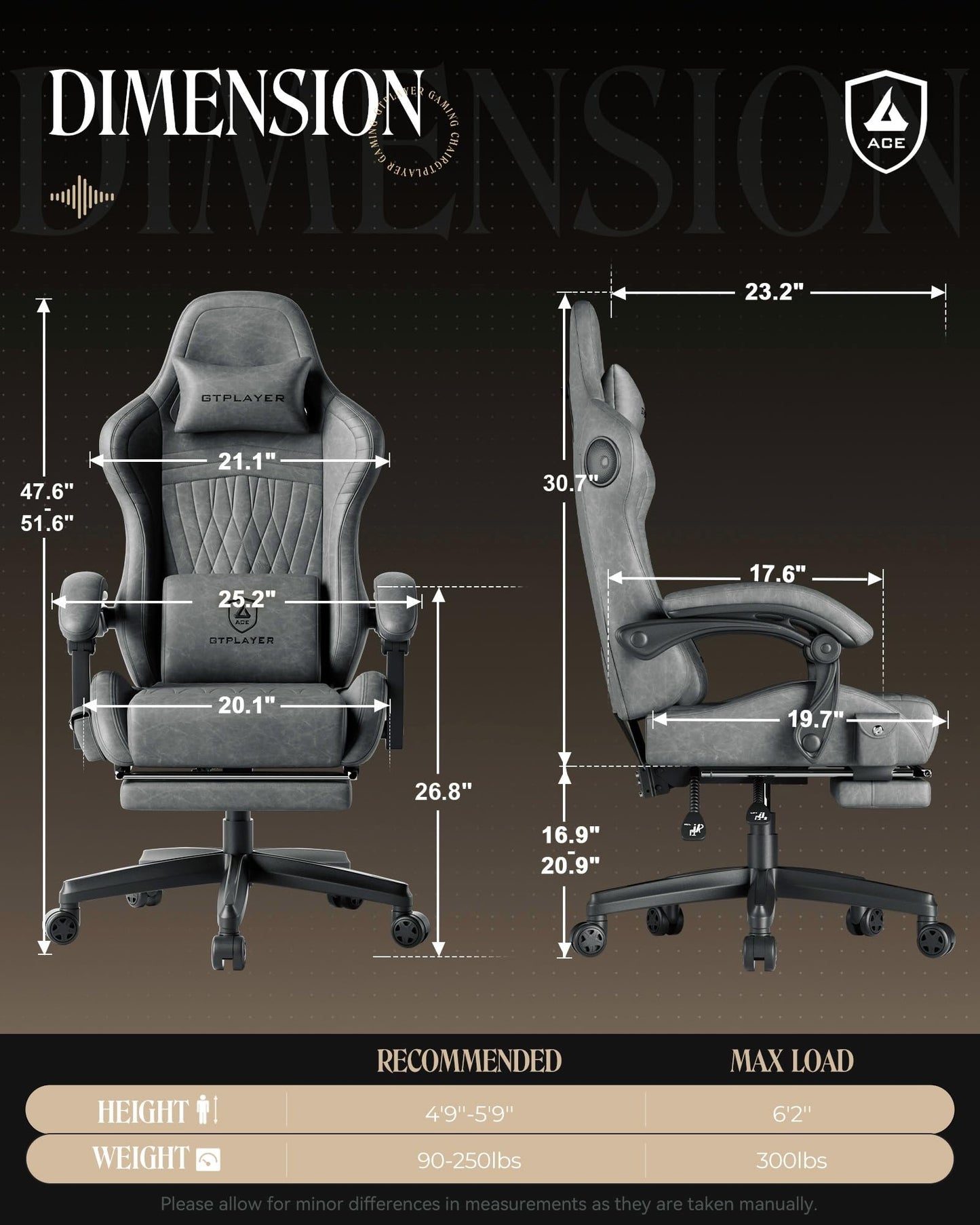 GTPLAYER Gaming Chair for Adults, Ergonomic Computer Game Chairs with Speakers, Footrest & Linkage Armrest, Reclining High Back Silla Gamer for Home Office, Ace Pro, Off-White