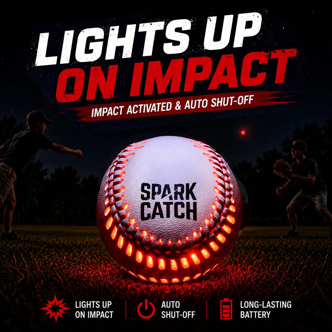 SPARK CATCH Light Up Baseball, Glow in The Dark Baseball, Sports Gear Accessories Gifts for Boys 8 9 10 11 12 13 14 15 Years Old, Kids Teens All Ages Gift Ideas