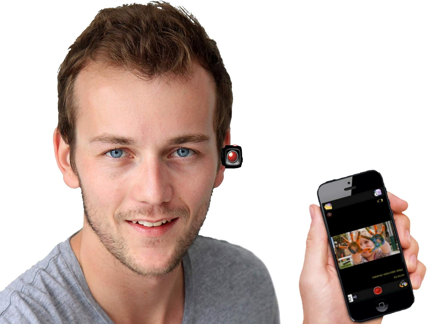 HeadsUp Head Mounted 1080P FHD Wearable Vlog Camera Recorder with APP Control, Hands Free Headband Streaming Camera for Live Display, Hands-Off Music and Phone Calls - Black
