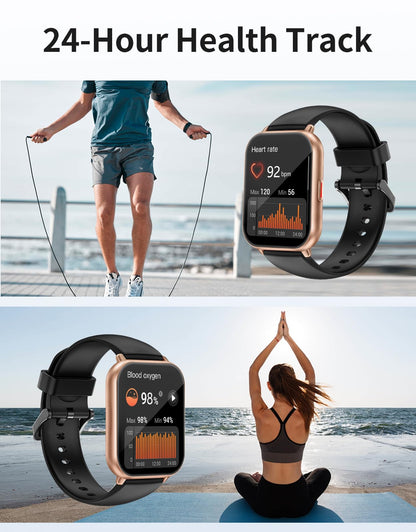 RUIMEN Smart Watches for Women Men (Answer/Make Calls, 2 Bands Included), 1.8" Smartwatch for iOS/Android Phones, Fitness Tracker Heart Rate/Sleep Monitor Digital Watch Waterproof Milky White