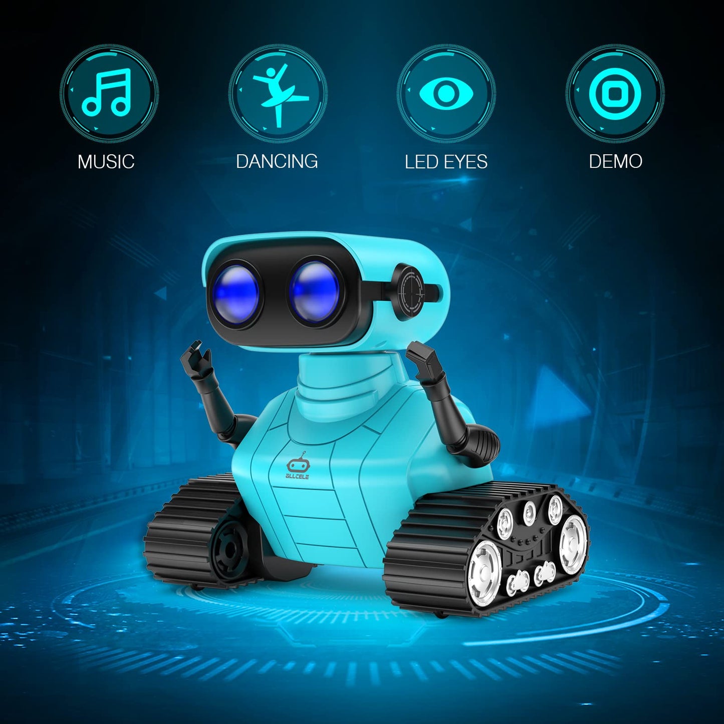 ALLCELE Girls Robot Toy, Rechargeable RC Robot for Kids, Remote Control Toy with Music and LED Eyes, Gift for Children Age 3 Years and Up - Pink