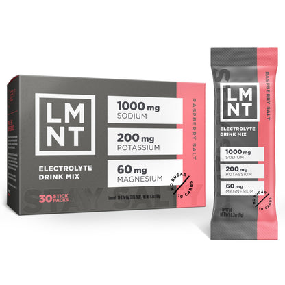 LMNT Zero Sugar Electrolytes - Raw Unflavored Salt | Drink Mix | 30-Count