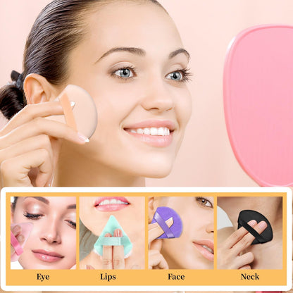Pimoys 6 Pieces Powder Puff, Face Makeup Sponge Soft Velour Triangle Powder Puffs Beauty Sponge for Loose Powder (Black, Pink)