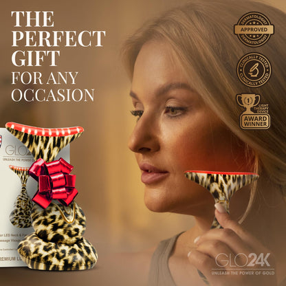 GLO24K LED Facial Massager for Face & Neck – Beauty Wand with LED Light, Vibration & Warm Massage – Cosmetic Skincare Tool