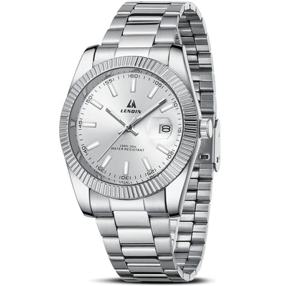 LN LENQIN Mens Watches Waterproof Stainless Steel Watch for Men Analog Quartz Fashion Business Designer Wristwatch