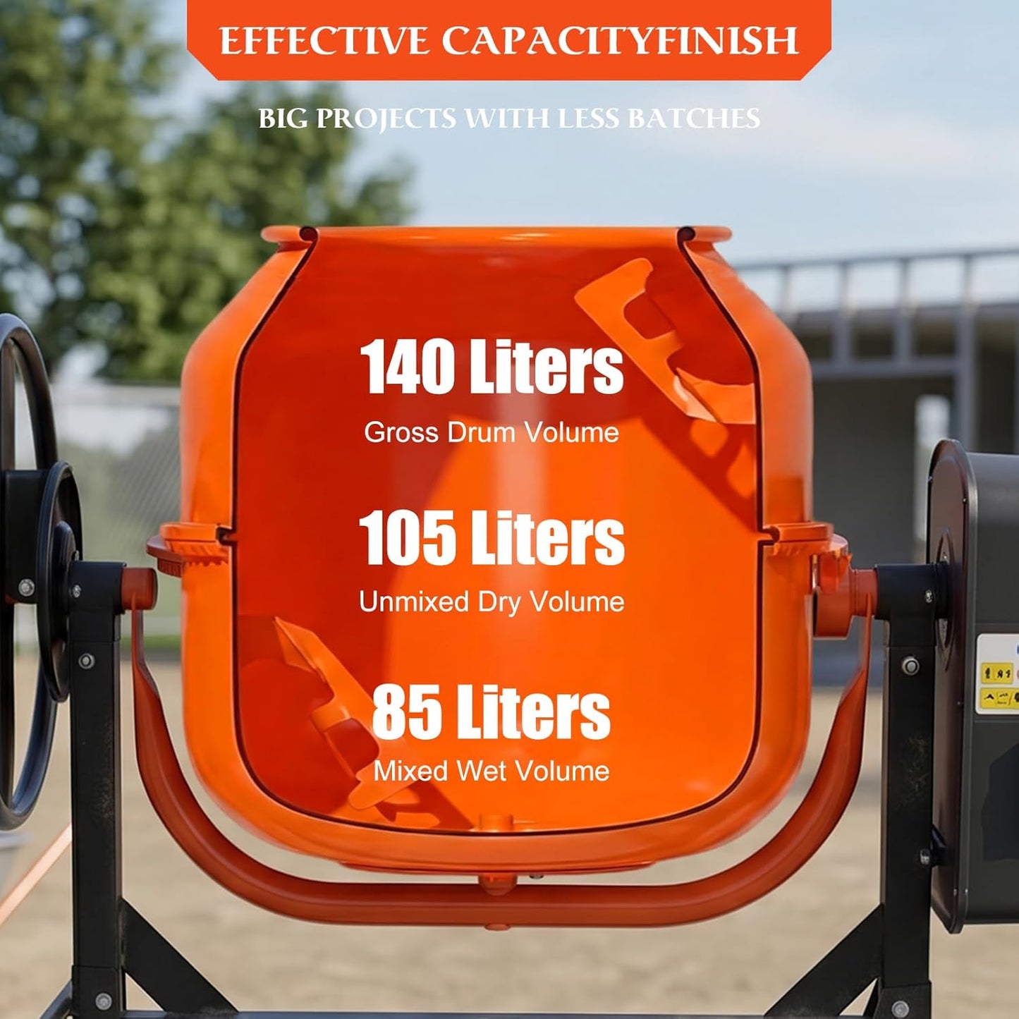 5 Cubic Ft Concrete Cement Mixer with Wheel and Stand,Electric ConcreteMixer 0.75 HP 550W Adjustable Tilt, Portable Heavy Concrete Mud Mixer Toolsfor Mortar Stucco Seeds and Fodder