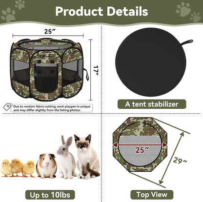 Siedihit Dog Cat Playpen, Puppy Pet Playpen Indoor for Small Dog Crate Tent Cage Outdoor, Portable Pop Up Dogs Enclosure Kennel with Carrying Case for Dogs/Cats/Rabbits(Grey, Small