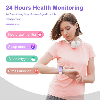 Smart Watch for Men Women Compatible with iPhone Samsung Android Phone 1.69 inch Full Touch Screen IP68 Waterproof Bluetooh Fitness Tracker Heart Rate/Sleep Monitor (Black)