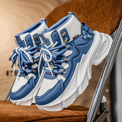 Men's Fashion Platform Sneakers —— Durable, Platform, high - top Casual Shoes, Durable Platform lace - up Casual Shoes, Suitable for Outdoor and Daily wear