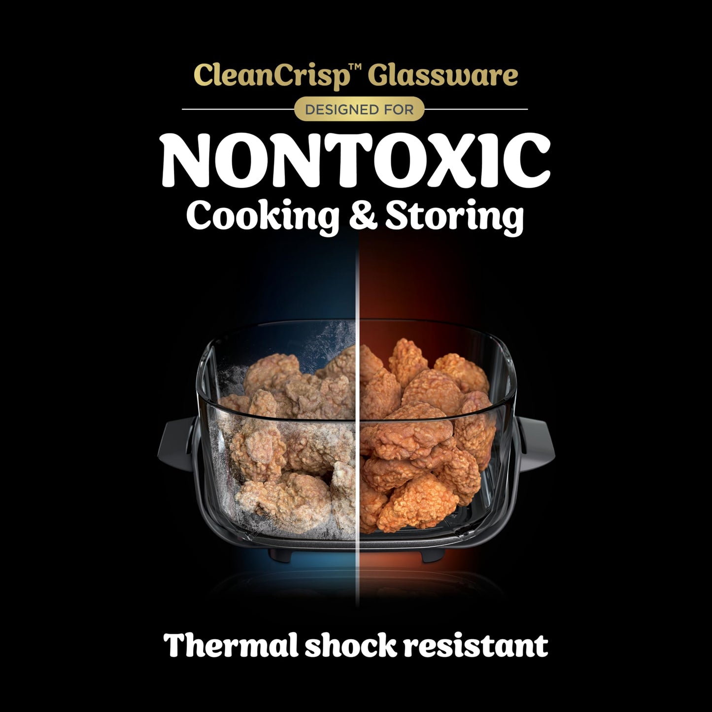 Ninja Crispi 4 in 1 Glass Air Fryer, 450°F, Non Toxic, 4QT and 6 Cup Containers with Lids, Dishwasher Safe, Cyberspace Gray, 1 Count, FN101GY