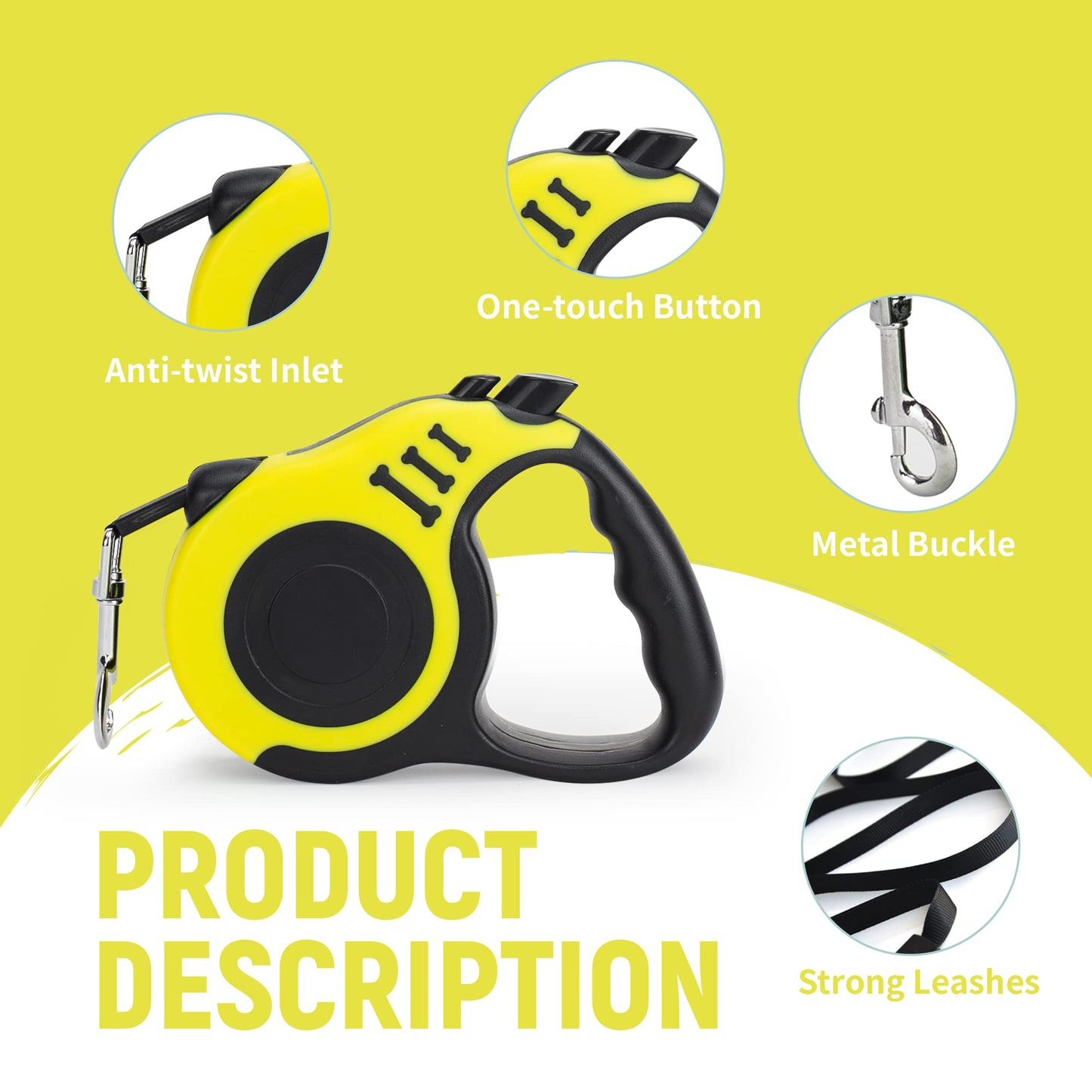 Retractable Dog Leash Automatic Telescopic Tractor Dog Tape, Pet Tape 10/16 FT Durable and Convenient, with Non-Slip Handle, Suitable for Small and Medium-Sized Dogs