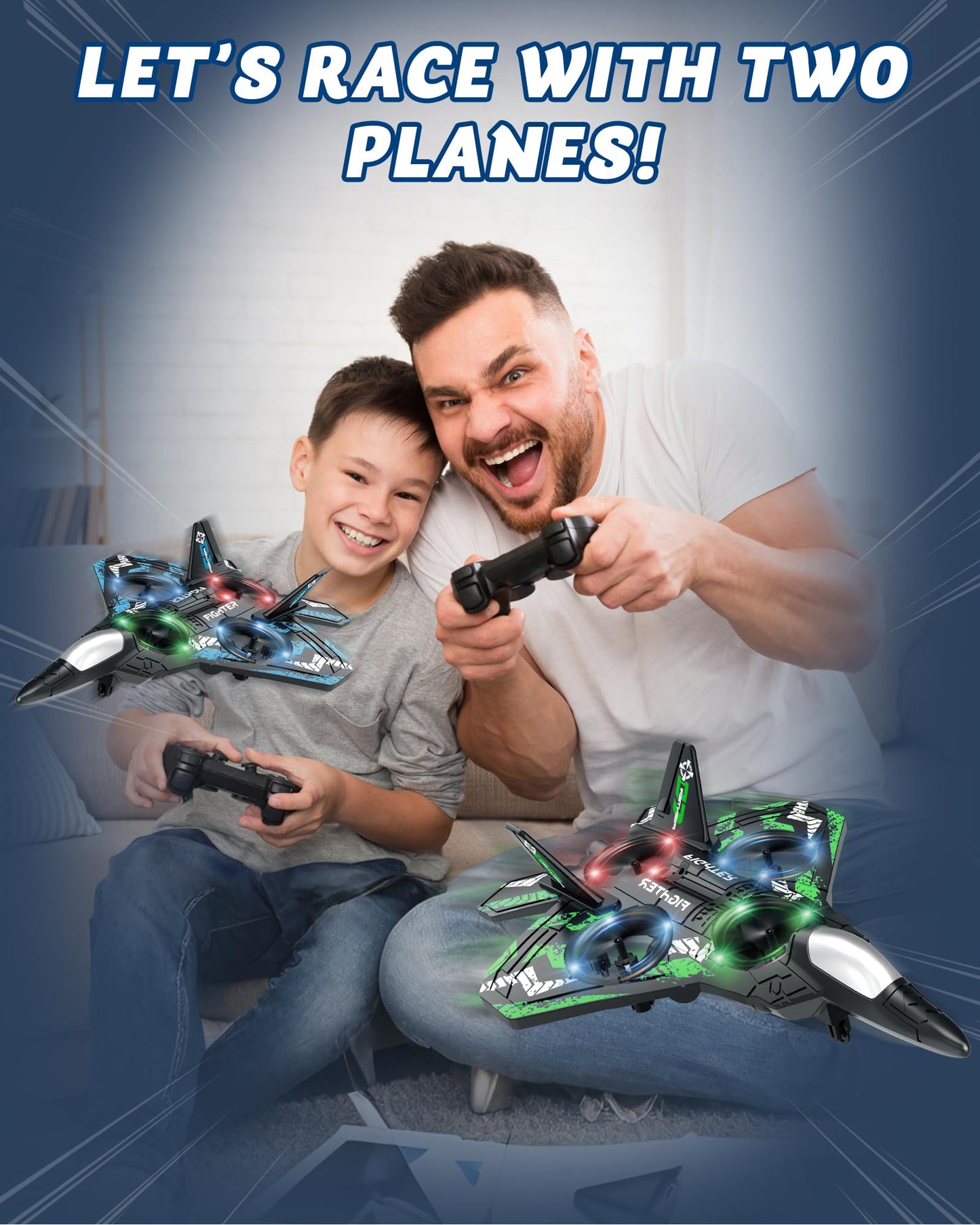 JoyRapt Form RC Plane Drones for Kids, Remote Control Airplane, Aircrafts for Boys and Girls, Jet Helicopter Drones with LED Lights 360° Flip, 4 Rechargeable Batteries (Two Pack)