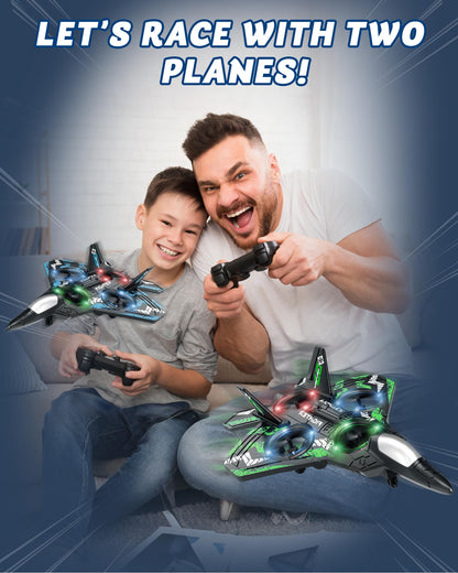 JoyRapt Form RC Plane Drones for Kids, Remote Control Airplane, Aircrafts for Boys and Girls, Jet Helicopter Drones with LED Lights 360° Flip, 4 Rechargeable Batteries (Two Pack)