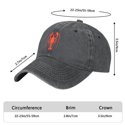 Embroidered Baseball Cap Adjustable Vintage Washed Distressed Denim Baseball Hat for Women Men