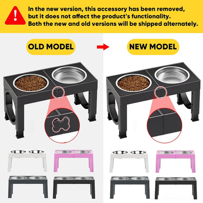 XIAZ Elevated Dog Bowls Large Breed Raised Dogs Bowl Stand Large/Medium Sized Dog Stainless Steel Food Water Bowl Stands 5 Heights Adjustable 9/11/12/14in Black Pet Feeder Dish Station