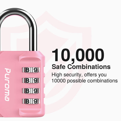 Puroma 2 Pack Combination Lock 4 Digit Padlock for School Gym Locker, Sports Locker, Fence, Toolbox, Case, Hasp Storage (Black & Code Window)
