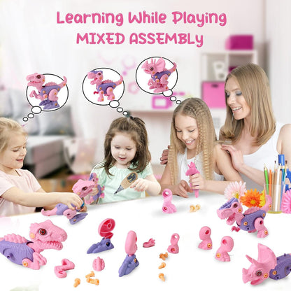 Dinosaur STEM Toys for Kids 3-5, Take Apart Dinosaur Toys with Electric Drill, Educational Building Toy & Construction Set, DIY Christmas Birthday Gifts for 3 4 5 6 7 8 Years Old Boys and Girls