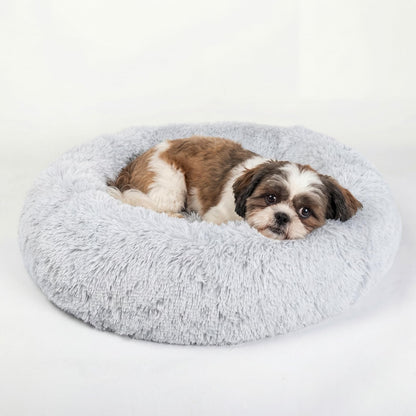 Small Calming Dogs Bed for Small Dogs Anti-Anxiety Machine Washable Fluffy Luxury Anti-Slip Waterproof Mute Base Warming Cozy Soft Pet Puppy Round Bed