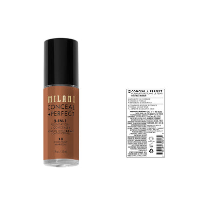 Milani Conceal + Perfect 2-in-1 Foundation + Concealer for a Flawless Complexion, Under Eye Corrector, Cover Redness and Imperfections, Waterproof and Sweatproof - 05A-Natural Beige