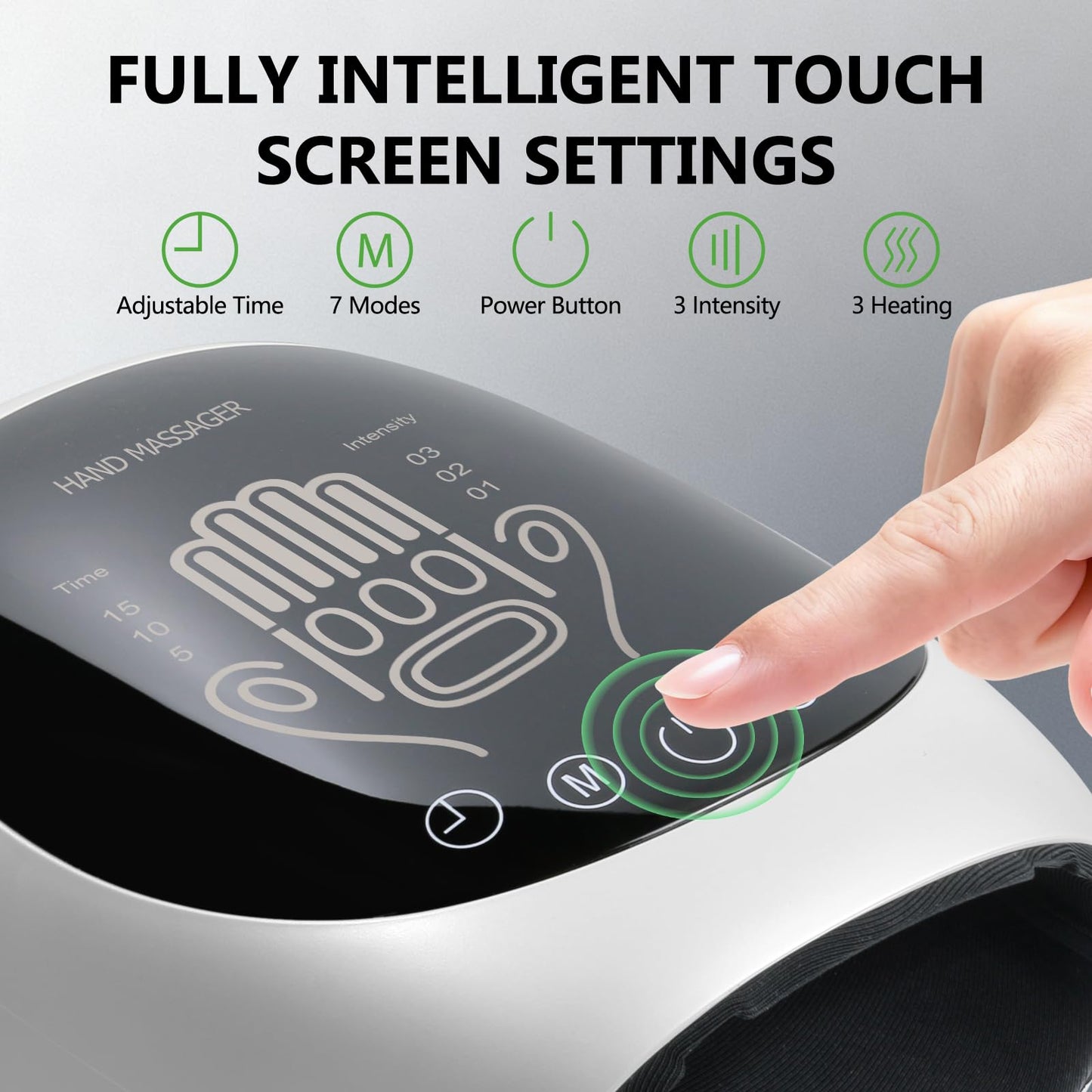 FSA-HSA Eligible Hand Massager with Heat and Compression for Arthritis Pain Relief, with 5-Finger Individual Therapy, Fits All Hand Sizes,Rechargeable & Portable (White)