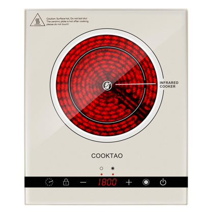 Dual Coil Design of 2 Burner Electric Cooktop, 1800W Ceramic Hot Plate for Cooking, Infrared Double Burner Portable Countertop or 24inch Built-in Radiant Stove Top Cooker, Compatible with All Cookware