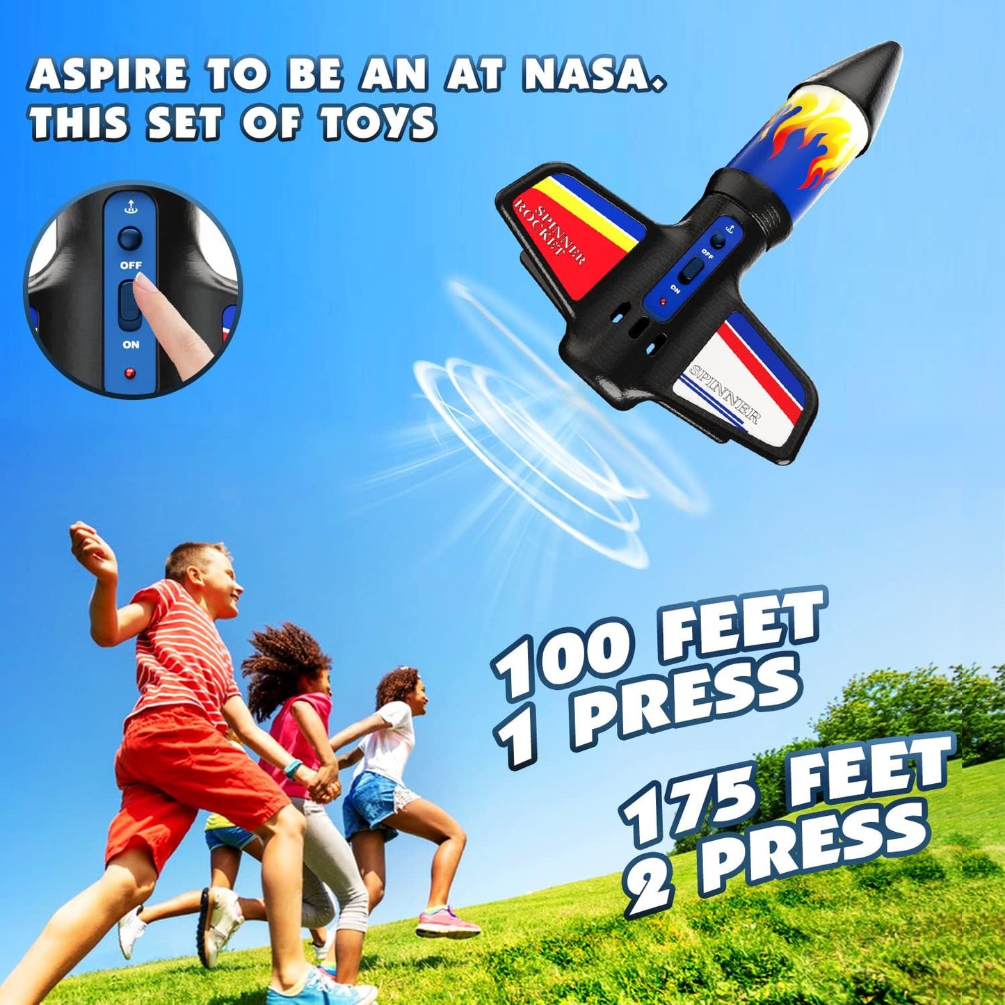 Rocket Launcher for Kids, Electric Flying Model Rocket Toy Kit | Motorized Powered Rocket with Parachute Recovery, 2 Flight Heights 85-150ft, Rechargeable Outdoor STEM Toys Gifts