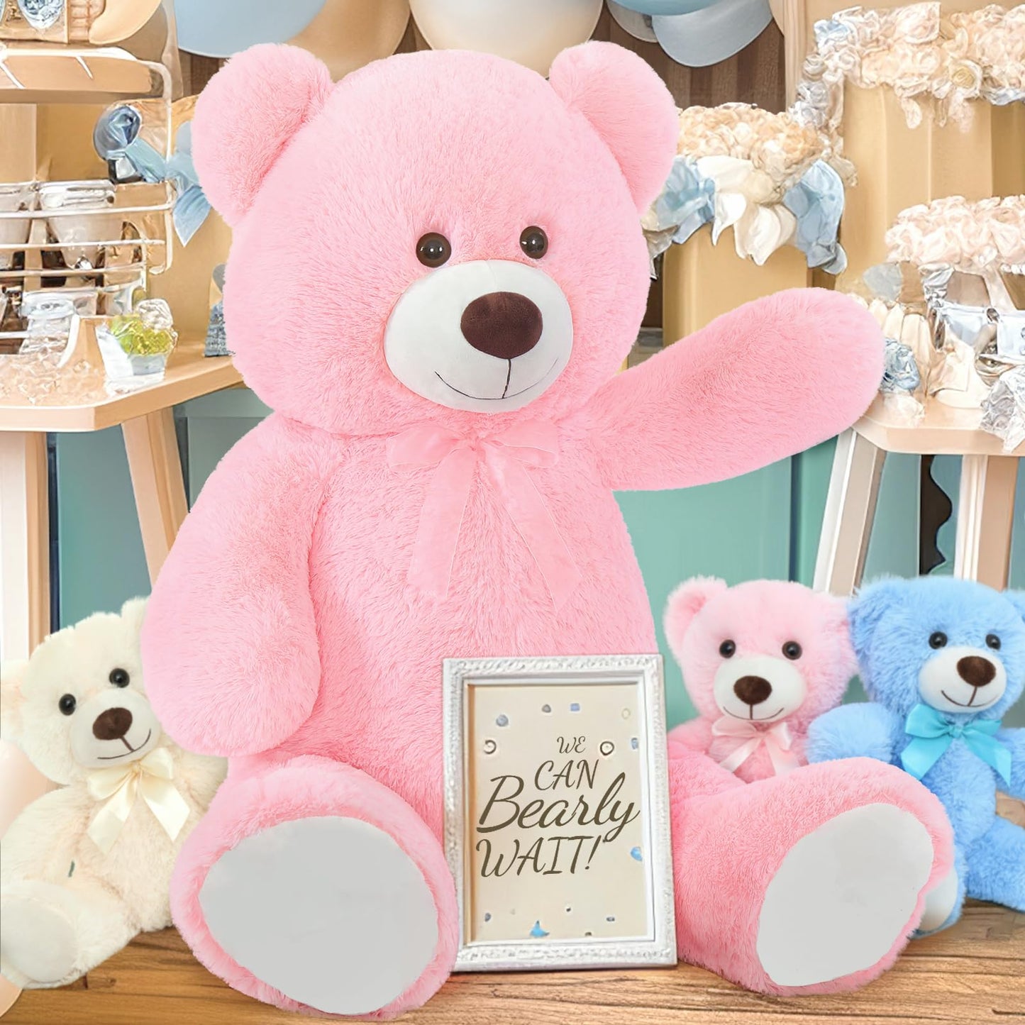 Toys Studio 47 Inch Big Teddy Bear Giant Stuffed Animal for Girls, 4 Feet Large Teddy Bear Baby Shower Party Decorations Kids Women Girlfriend Christmas Valentines Gifts, Light Brown