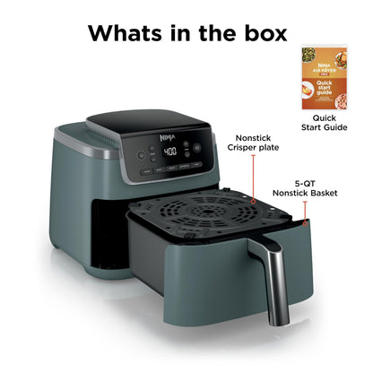 Ninja Air Fryer with Air Crisp | 5 QT Capacity fits up to 4lbs of Fries | 4-in-1 Pro Air Fry, Roast, Reheat, Dehydrate | 400°F Max Temp | 1750 Watts | W/Nonstick Basket & Crisper Plate | Grey | AF141